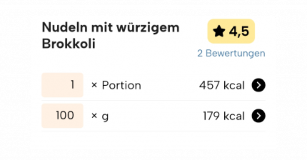 Neue Version von Fitatu - rezeptkarte