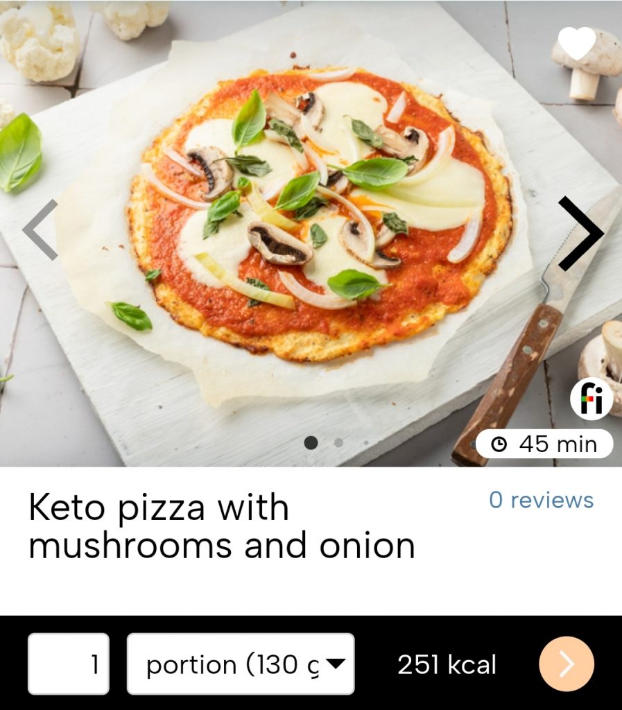 Keto pizza with mushrooms and onion fitatu