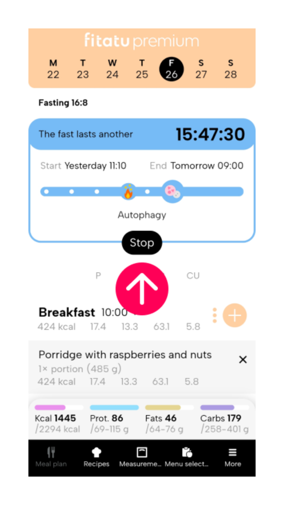 New version of Fitatu - intermittent fasting