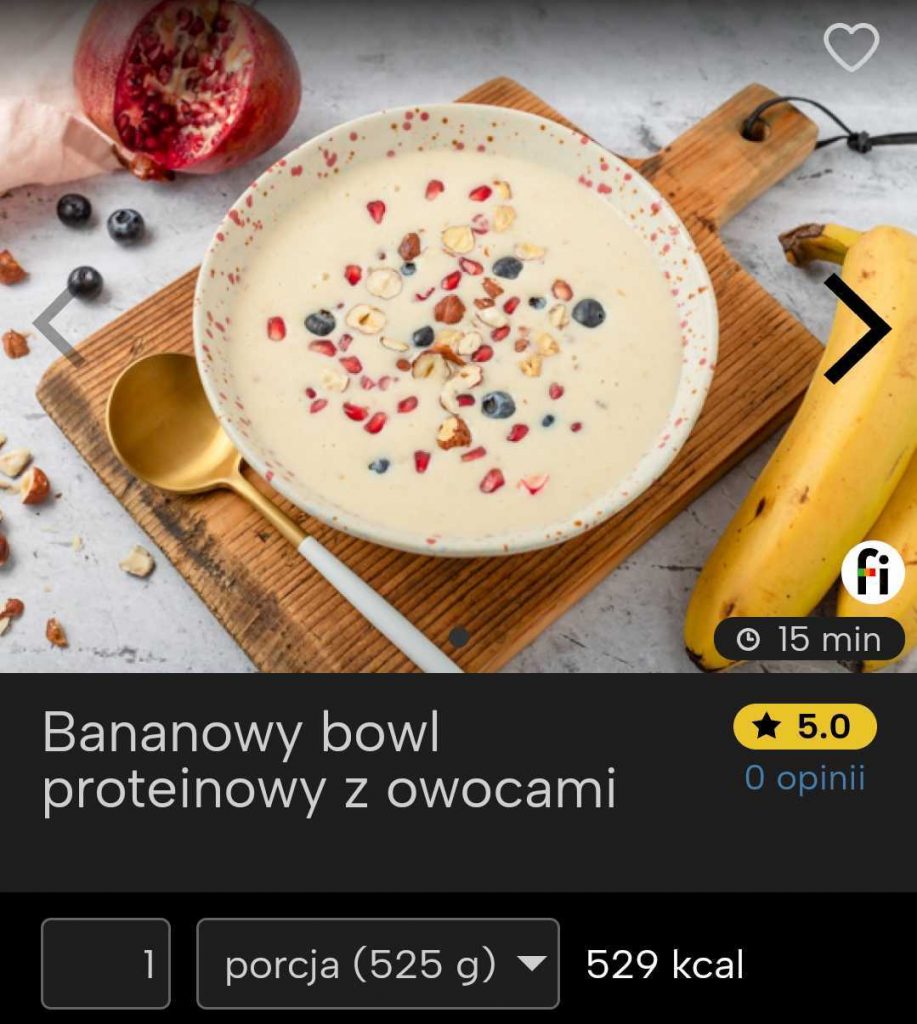 Bananowy bowl proteinowy z owocami fitatu