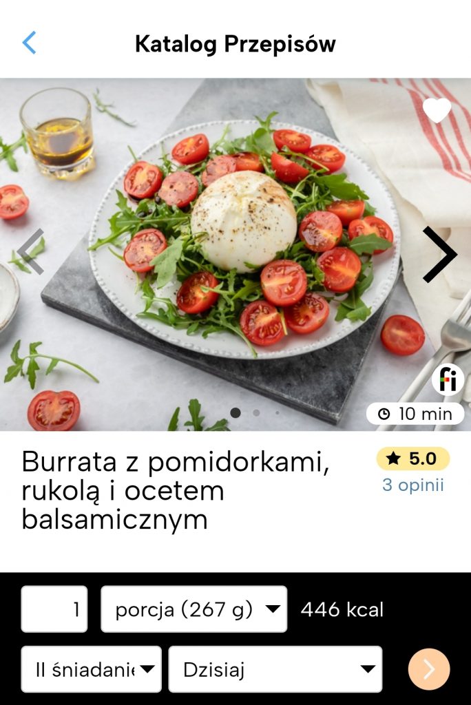 Burrata z pomidorkami, rukolą i octem balsamicznym fitatu