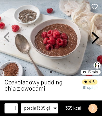 Czekoladowy pudding chia z owocami słodkie bez cukru Fitatu