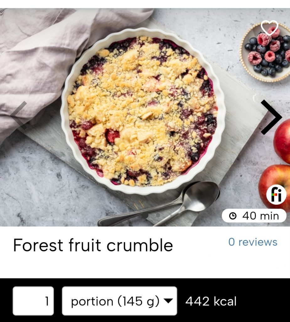 Forest fruit crumble Valentine's Day recipes fitatu