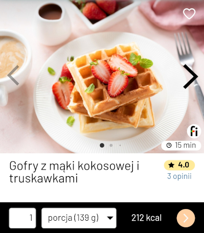 Gofry z mąki kokosowej z truskawkami Fitatu