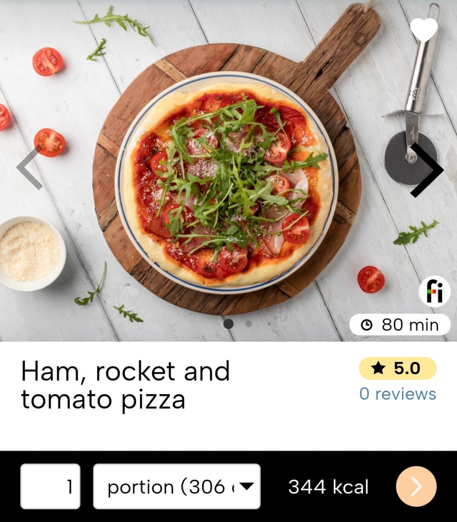 Ham, rocket and tomato pizza fitatu