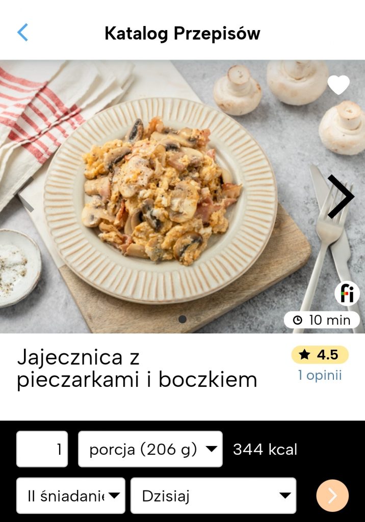 Jajecznica z pieczarkami i boczkiem fitatu