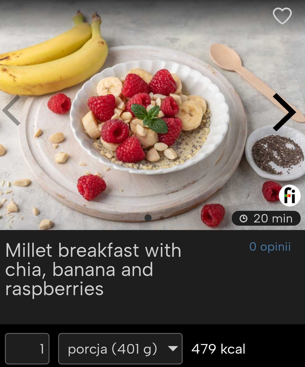 MILLET BREAKFAST WITH CHIA, BANANA AND RASPBERRIES fitatu