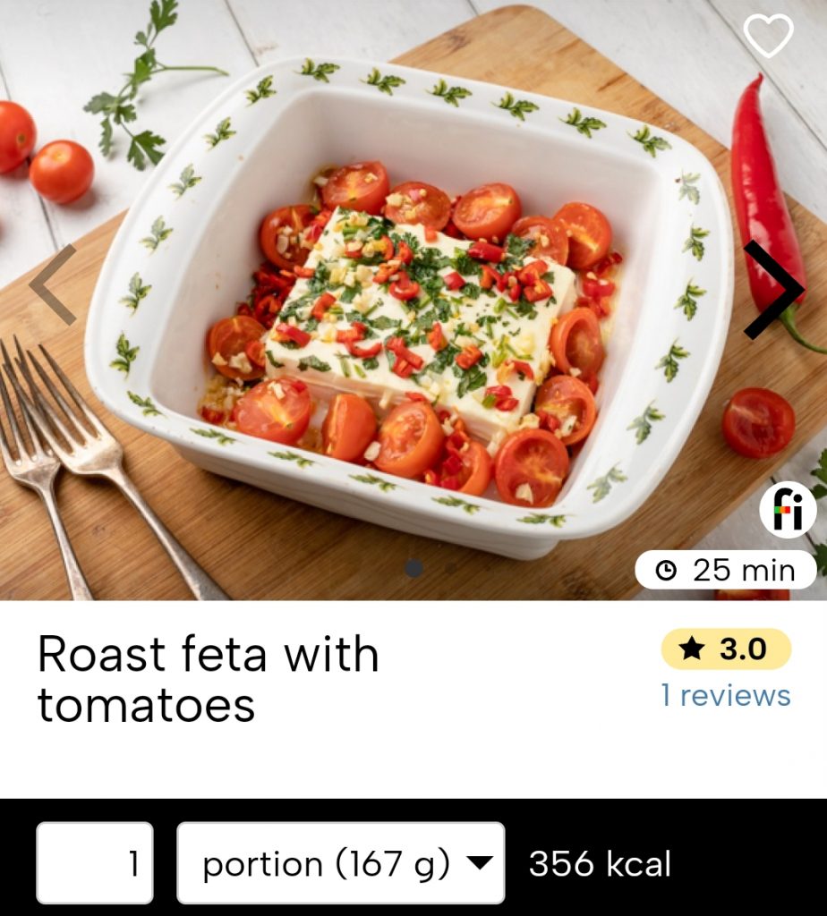 Roast feta with tomatoes Valentine's Day recipes fitatu