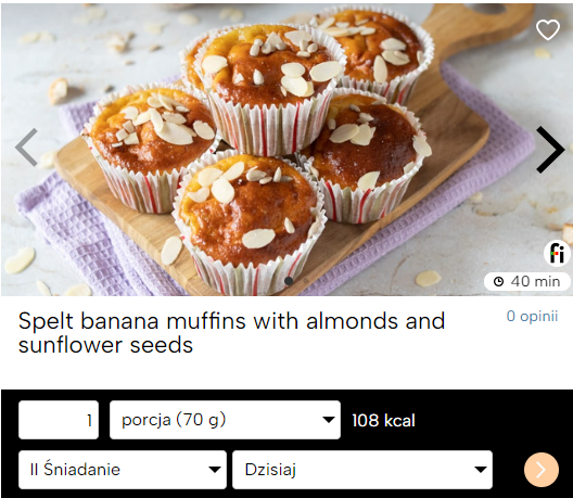 Spelt banana muffins with almonds and sunflower seeds Fitatu