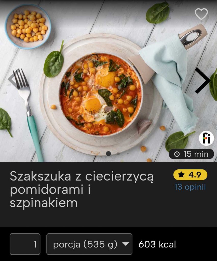 Szakszuka z ciecierzycą, pomidorami i szpinakiem fitatu