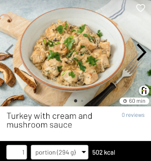 Turkey with cream and mushroom sauce Fitatu App