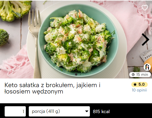 Sałatka z brokułem, jajkiem i łososiem wędzonym fitatu