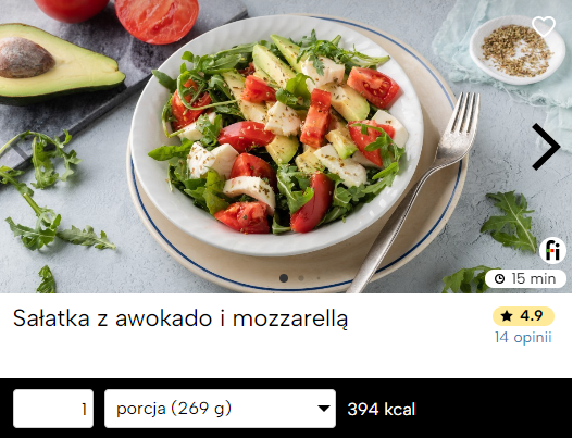 sałatka z awokado i mozzarellą fitatu