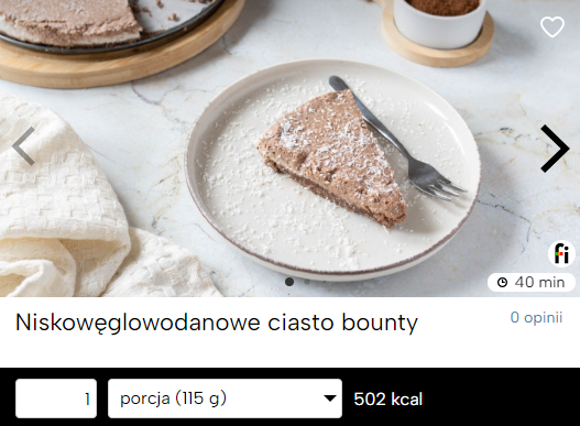 Niskowęglowodanowe ciasto bounty fitatu