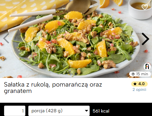 Sałatka z rukolą, pomarańczą i granatem fitatu