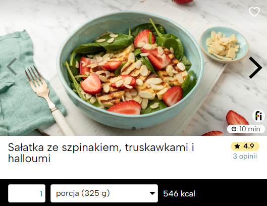 Sałatka ze szpinakiem truskawką i hallumi fitatu