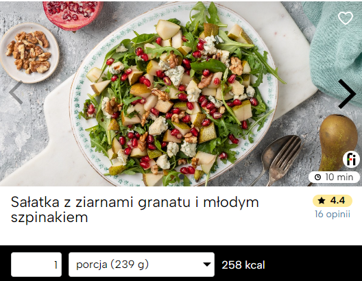 Sałatka z ziarnami granatu i młodym szpinakiem fitatu