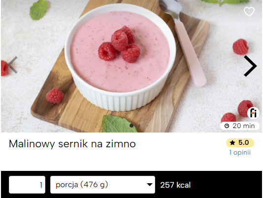 Malinowy sernik na zimno fitatu